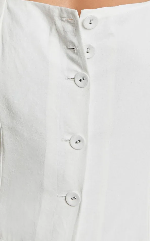 Showpo Shane Midi Dress 8211 Button Through Halter Slip Dress In White Women Dresses