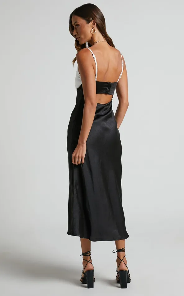 Showpo Shantelle Midi Dress 8211 Satin Slip Contrast Bust Dress In Black Women Dresses Showpo Shantelle Midi Dress 8211 Satin Slip Contrast Bust Dress In Black Women Dresses