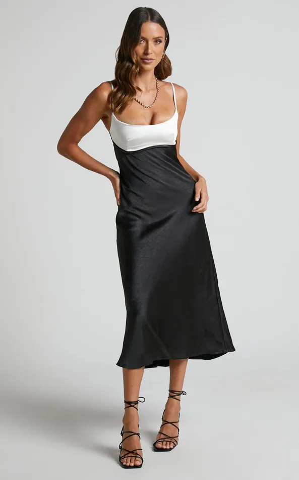 Showpo Shantelle Midi Dress 8211 Satin Slip Contrast Bust Dress In Black Women Dresses Showpo Shantelle Midi Dress 8211 Satin Slip Contrast Bust Dress In Black Women Dresses