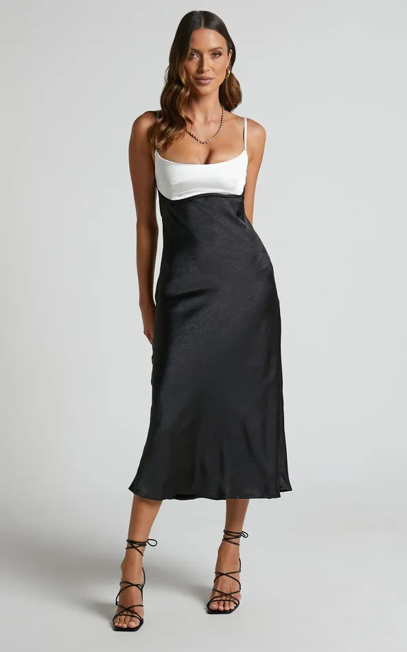 Showpo Shantelle Midi Dress 8211 Satin Slip Contrast Bust Dress In Black Women Dresses Showpo Shantelle Midi Dress 8211 Satin Slip Contrast Bust Dress In Black Women Dresses