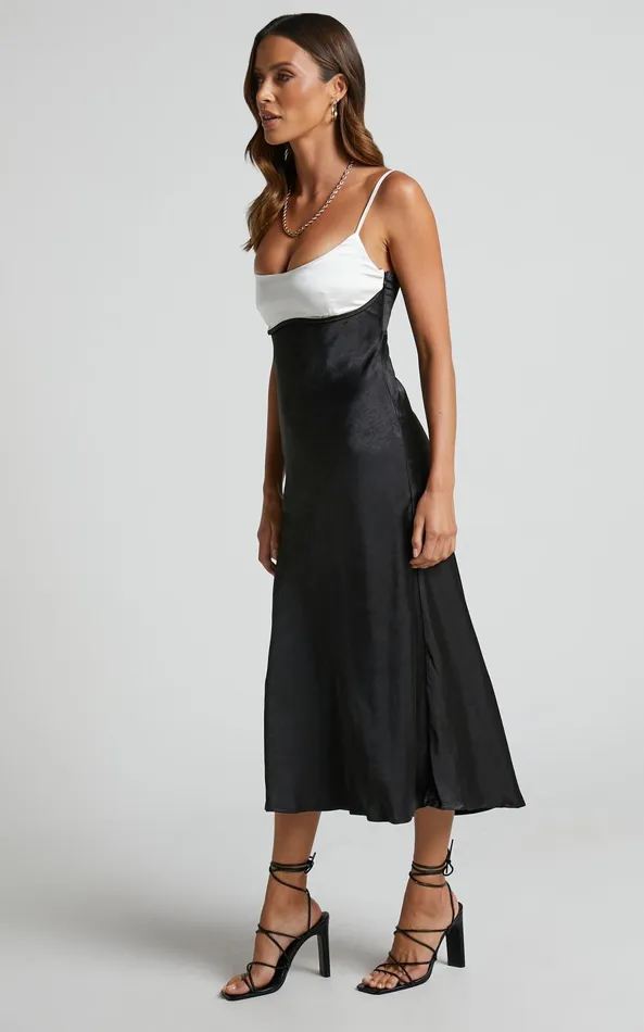 Showpo Shantelle Midi Dress 8211 Satin Slip Contrast Bust Dress In Black Women Dresses Showpo Shantelle Midi Dress 8211 Satin Slip Contrast Bust Dress In Black Women Dresses