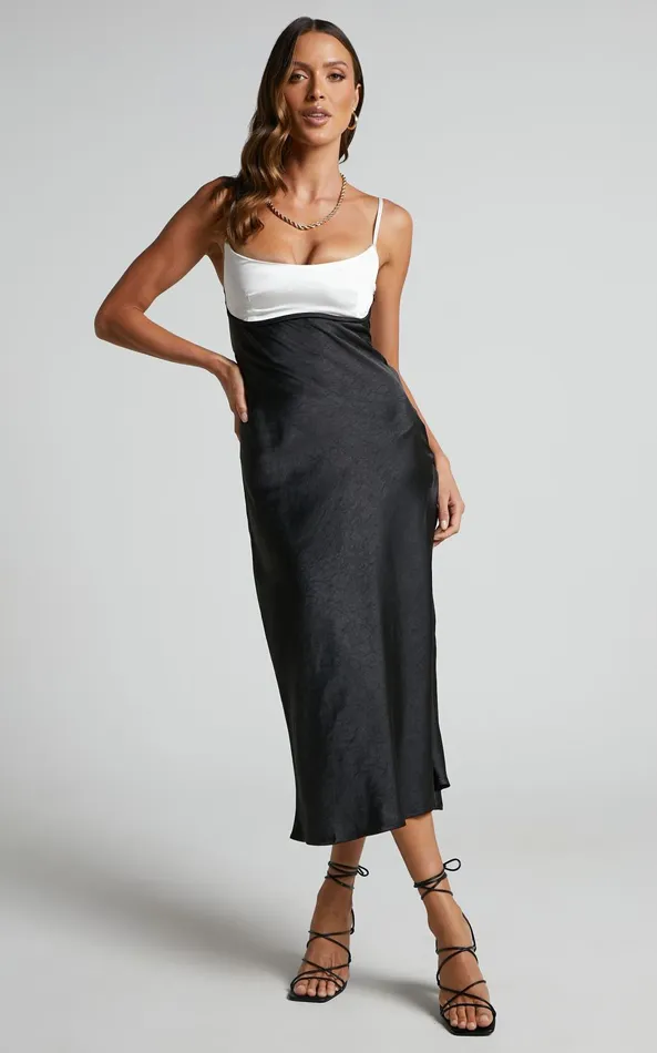 Showpo Shantelle Midi Dress 8211 Satin Slip Contrast Bust Dress In Black Women Dresses Showpo Shantelle Midi Dress 8211 Satin Slip Contrast Bust Dress In Black Women Dresses