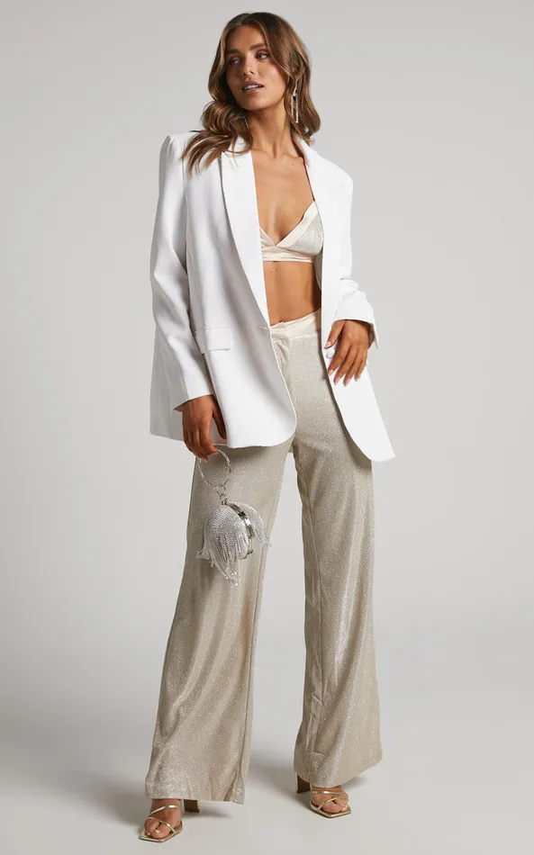 Showpo Sharleez Pants 8211 Glitter High Waisted Tailored Wide Leg Pants In Gold Women Pants Showpo Sharleez Pants 8211 Glitter High Waisted Tailored Wide Leg Pants In Gold Women Pants