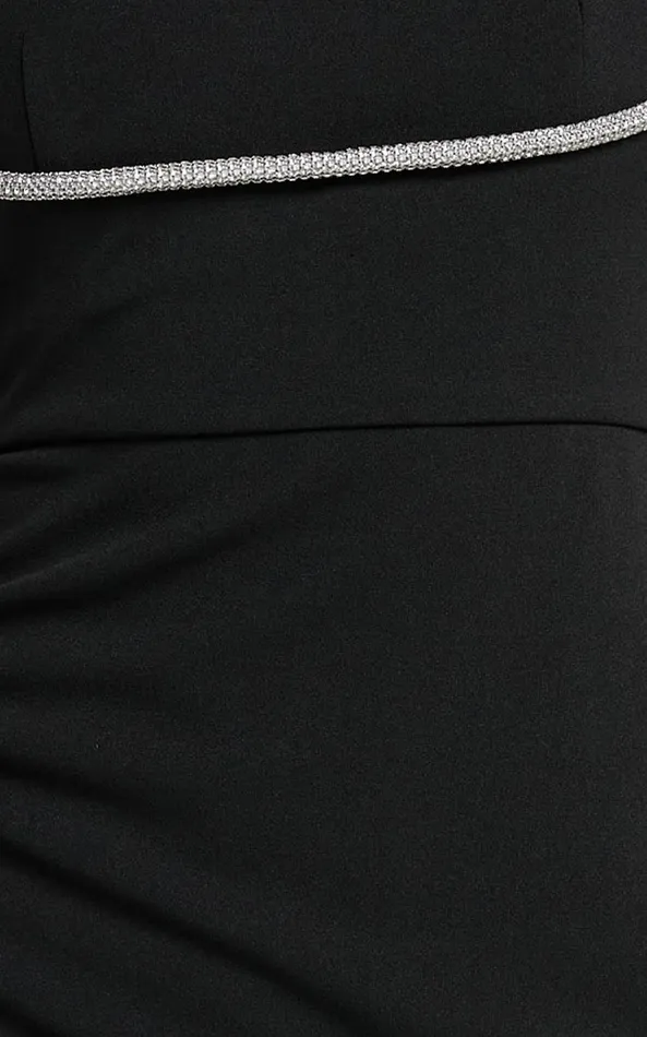 Showpo Sharley Mini Dress 8211 Straight Neck Strappy Diamante Detail Bodycon In Black Women Dresses
