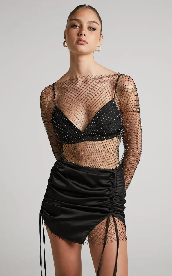 Showpo Sharlize Mini Dress 8211 Diamante Mesh Long Sleeve Dress In Black Women Dresses Showpo Sharlize Mini Dress 8211 Diamante Mesh Long Sleeve Dress In Black Women Dresses