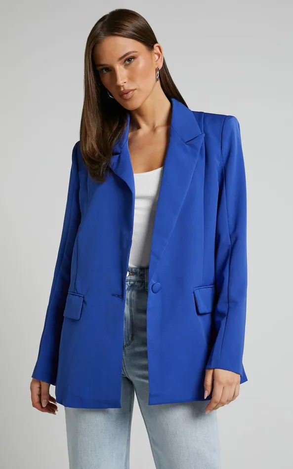 Showpo Sharmiel Blazer 8211 Plunge Neck Oversized Longline Blazer In Cobalt Blue Women Jackets and Coats Showpo Sharmiel Blazer 8211 Plunge Neck Oversized Longline Blazer In Cobalt Blue Women Jackets and Coats