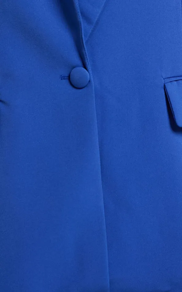 Showpo Sharmiel Blazer 8211 Plunge Neck Oversized Longline Blazer In Cobalt Blue Women Jackets and Coats