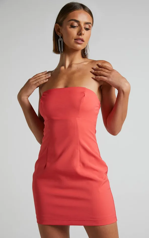 Showpo Sharmiel Mini Dress 8211 Removable Straps Bodycon Dress In Orange Women Dresses