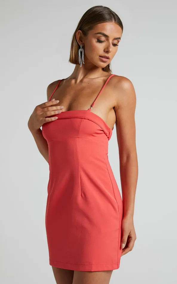 Showpo Sharmiel Mini Dress 8211 Removable Straps Bodycon Dress In Orange Women Dresses