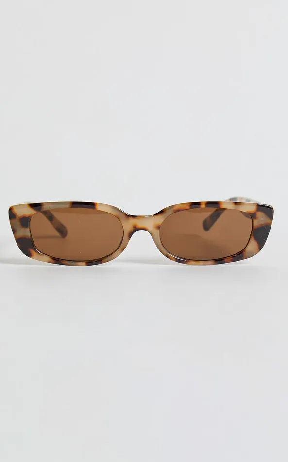 Showpo Sheela Sunglasses 8211 Rectangle Shape Sunglasses In Light Tort Women Sunglasses
