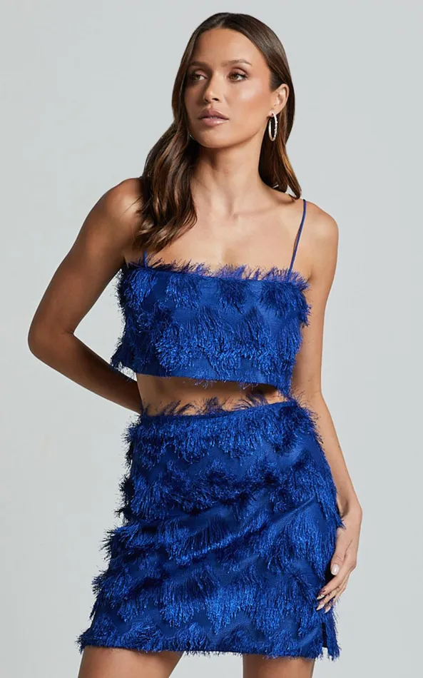 Showpo Shelby Mini Skirt 8211 High Waist Fringe Skirt In Cobalt Blue Women Skirts Showpo Shelby Mini Skirt 8211 High Waist Fringe Skirt In Cobalt Blue Women Skirts