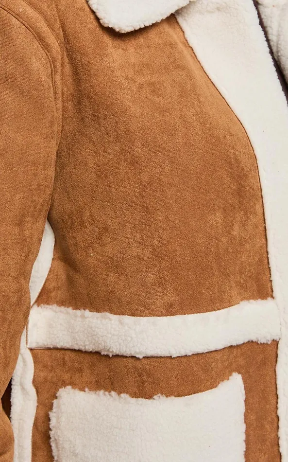 Showpo Shelley Coat 8211 Faux Shearling Aviator Coat In Brown Women Jackets and Coats