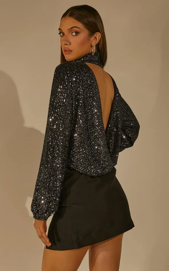 Showpo Shona Top 8211 Long Sleeve High Neck Cowl Back In Black Women Tops