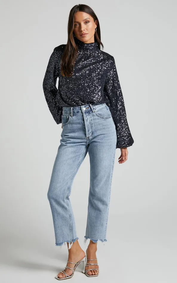Showpo Shona Top 8211 Long Sleeve High Neck Cowl Back In Black Women Tops