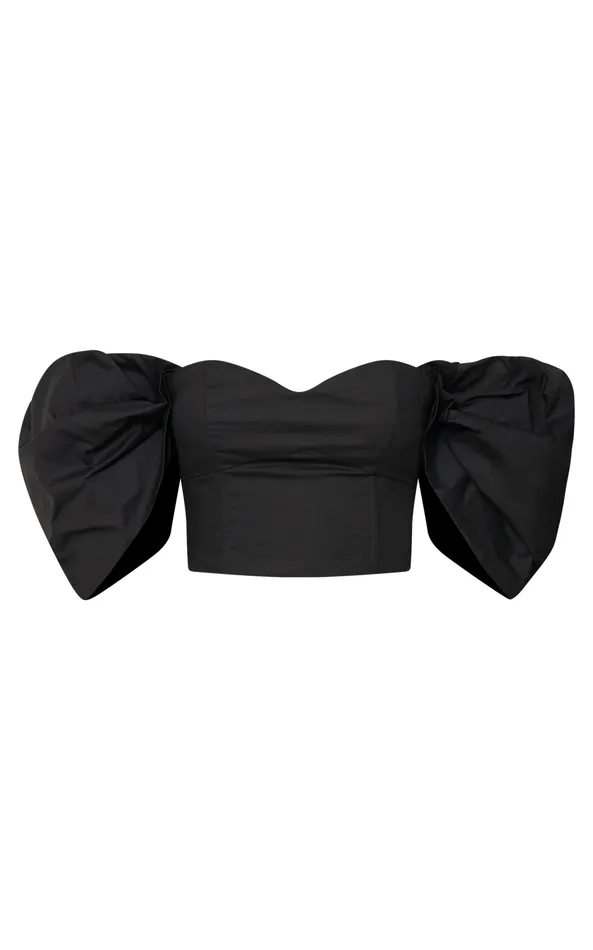 Showpo Shona Top 8211 Off Shoulder Sweetheart Neck Puff Sleeve In Black Women Tops