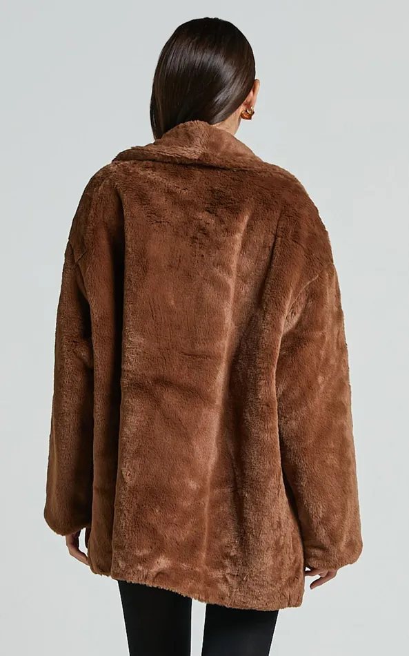 Showpo Sienna Coat 8211 Faux Fur Coat In Chocolate Women Jackets and Coats
