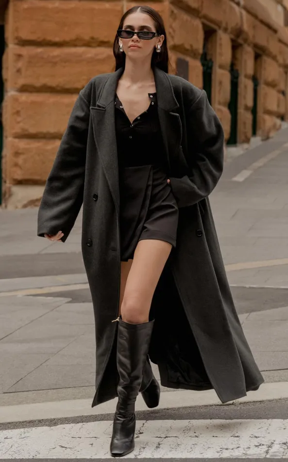 Showpo Silvena Coat 8211 Oversized Longline Tailored Coat In Slate Grey Women Jackets and Coats Showpo Silvena Coat 8211 Oversized Longline Tailored Coat In Slate Grey Women Jackets and Coats