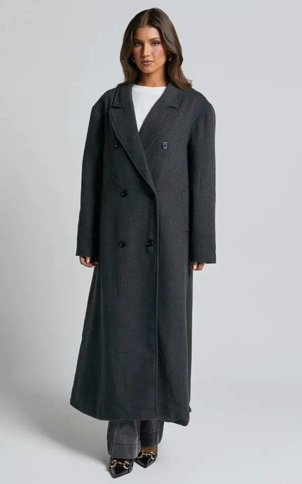 Showpo Silvena Coat 8211 Oversized Longline Tailored Coat In Slate Grey Women Jackets and Coats
