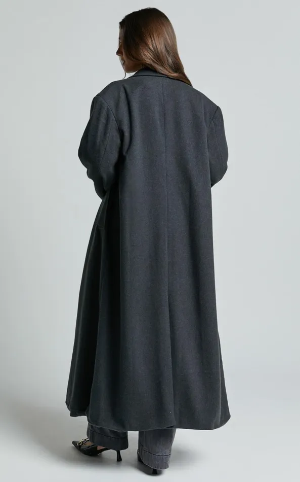 Showpo Silvena Coat 8211 Oversized Longline Tailored Coat In Slate Grey Women Jackets and Coats