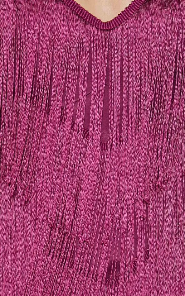 Showpo Siofra Mini Dress 8211 Zig Zag Fringe Dress In Mulberry Women Dresses