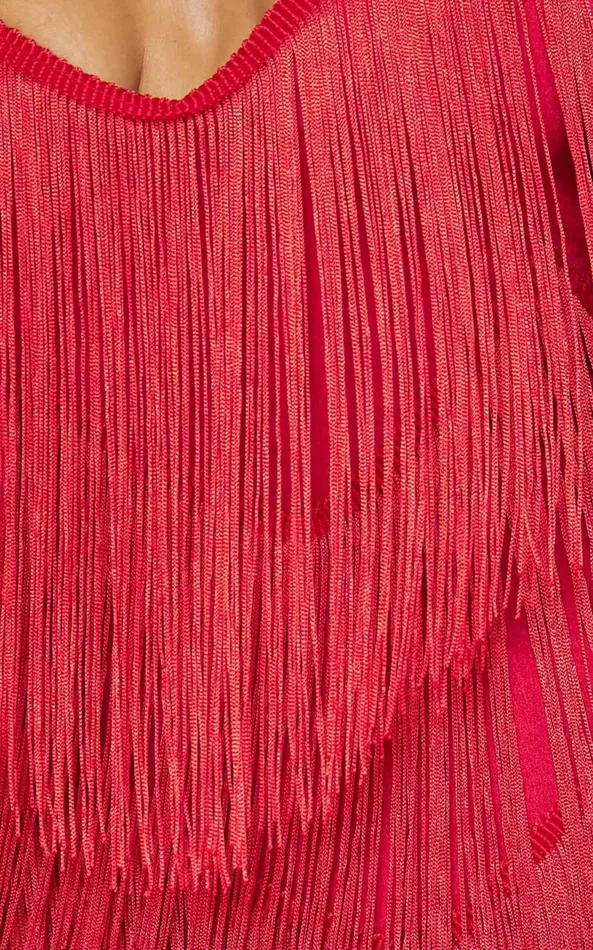 Showpo Siofra Mini Dress 8211 Zig Zag Fringe Dress In Red Women Dresses