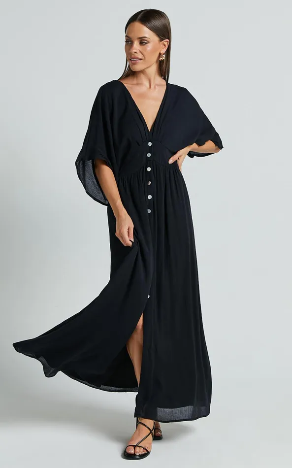 Showpo Sitting Pretty Maxi Dress In Black Women Curve Clothes