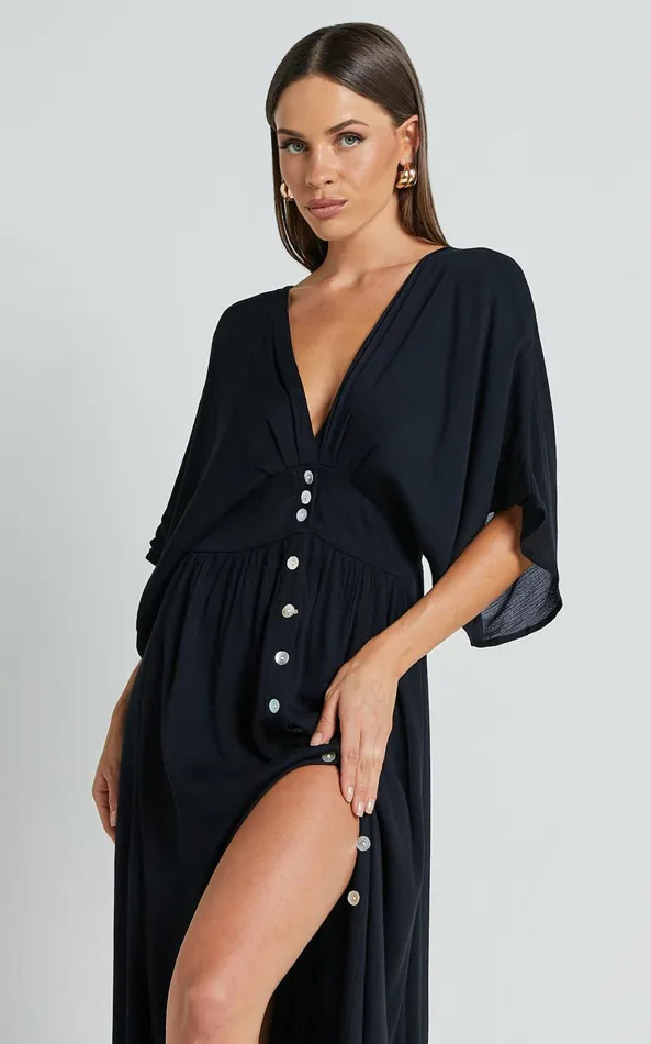 Showpo Sitting Pretty Maxi Dress In Black Women Curve Clothes