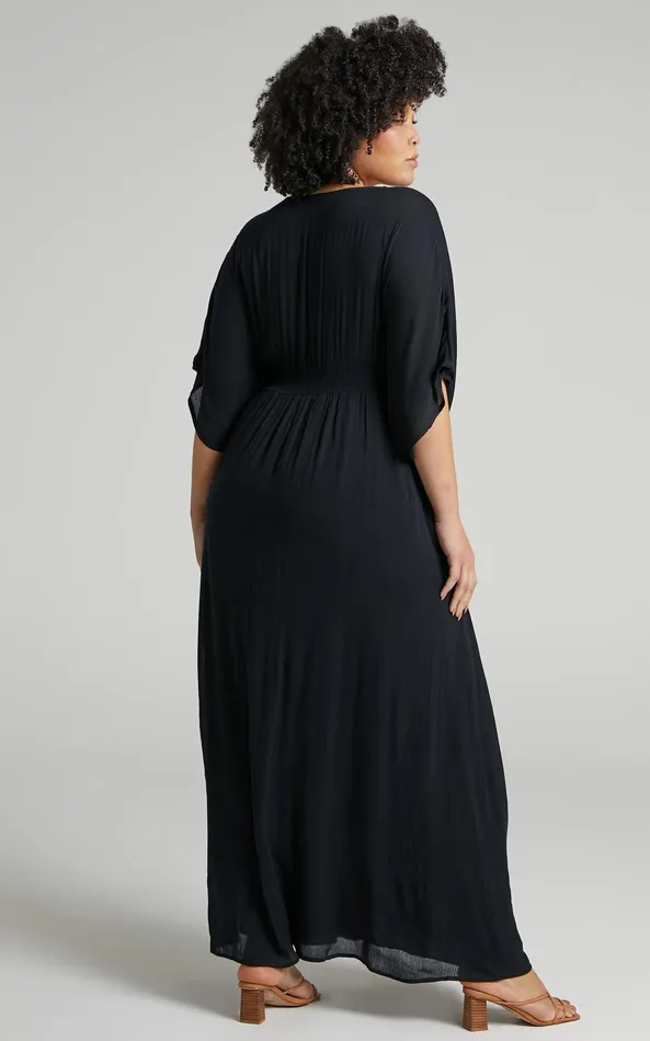 Showpo Sitting Pretty Maxi Dress In Black Women Curve Clothes
