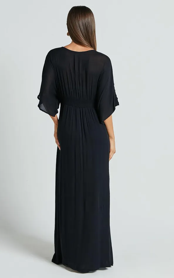 Showpo Sitting Pretty Maxi Dress In Black Women Curve Clothes
