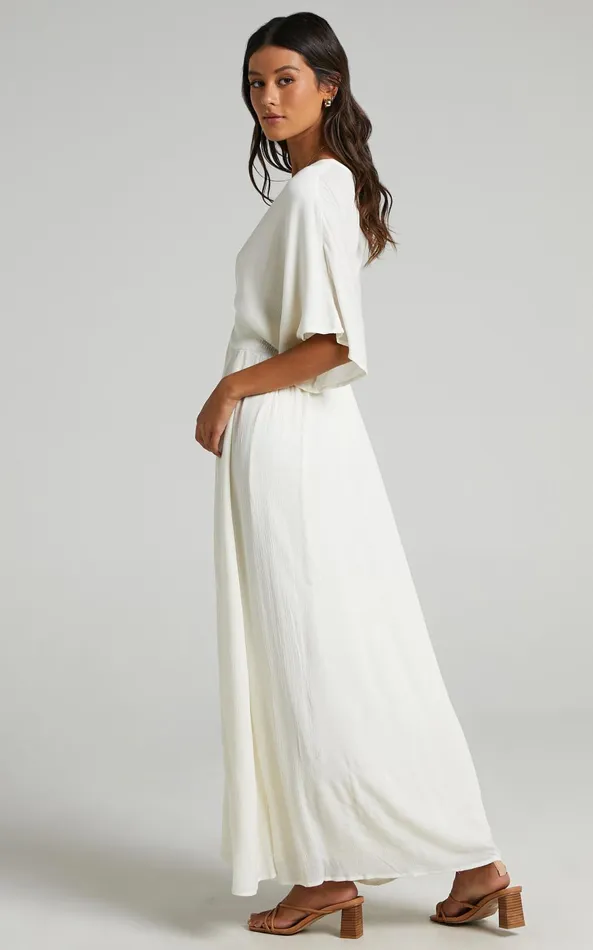 Showpo Sitting Pretty Maxi Dress In Natural Women Maternity Clothes