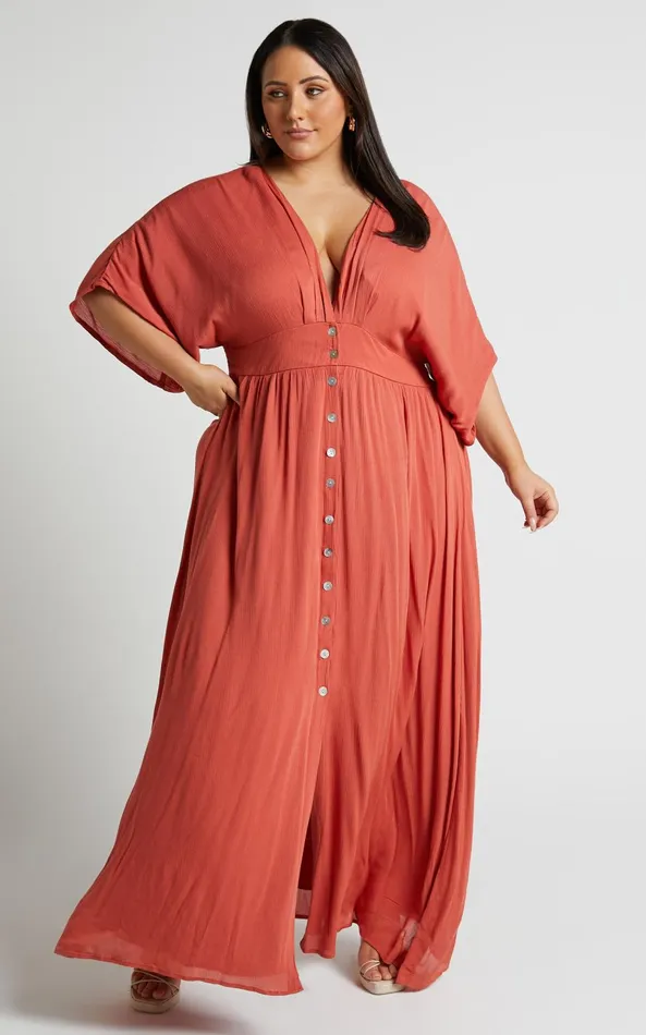 Showpo Sitting Pretty Maxi Dress In Rust Women Dresses
