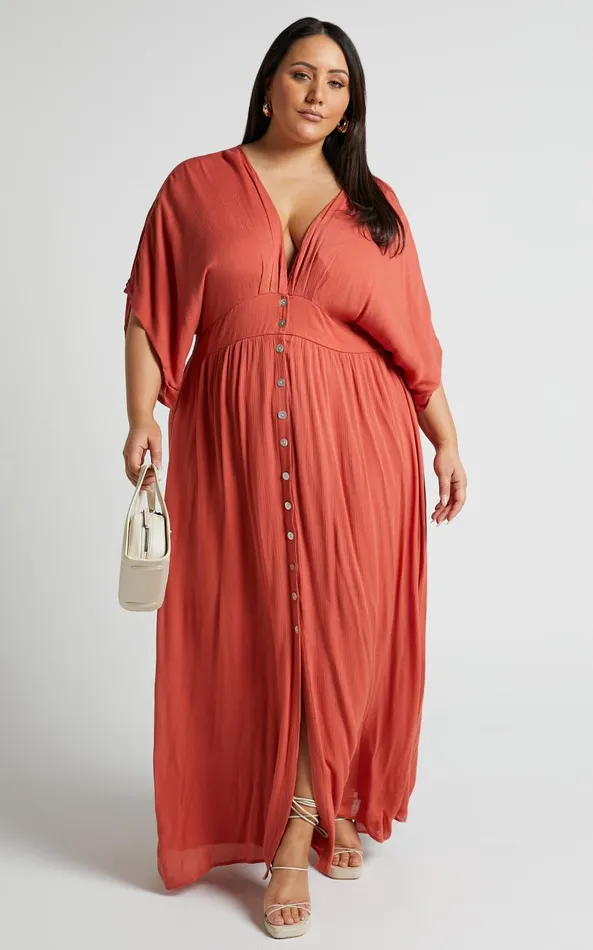 Showpo Sitting Pretty Maxi Dress In Rust Women Dresses