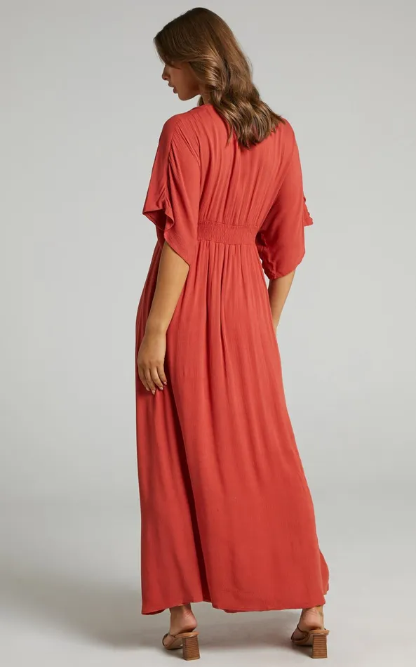 Showpo Sitting Pretty Maxi Dress In Rust Women Dresses