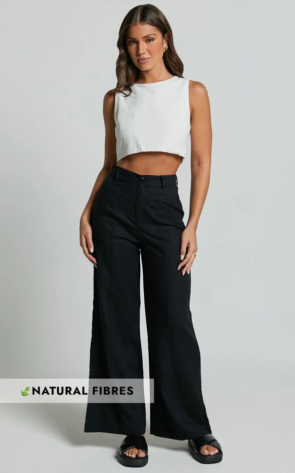 Showpo Skye Pants 8211 Linen Look High Waisted Seam Detail Pants In Black Women Pants Showpo Skye Pants 8211 Linen Look High Waisted Seam Detail Pants In Black Women Pants