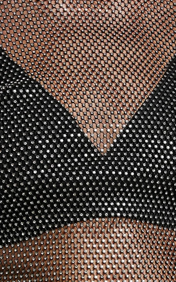Showpo Skylae Top 8211 Diamante Mesh Long Sleeve Crop Top In Black Women Tops