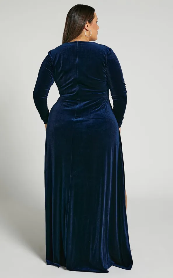 Showpo Sloane Maxi Dress 8211 Long Sleeve Wrap Dress In Navy Women Curve Clothes Showpo Sloane Maxi Dress 8211 Long Sleeve Wrap Dress In Navy Women Curve Clothes