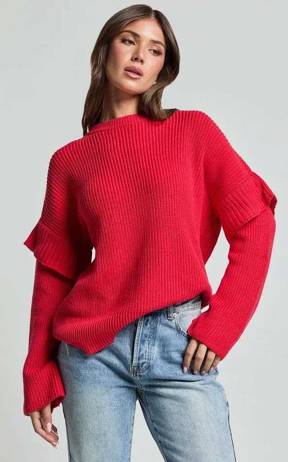 Showpo SNDYS THE LABEL 8211 MARABELLA KNIT JUMPER In Cherry Women Knitwear