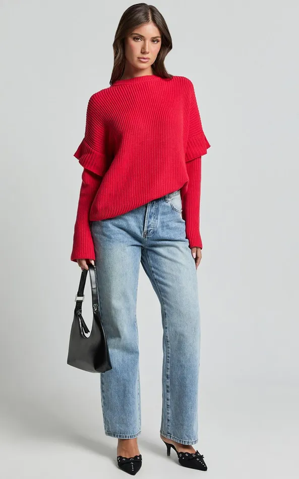 Showpo SNDYS THE LABEL 8211 MARABELLA KNIT JUMPER In Cherry Women Knitwear
