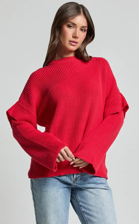 Showpo SNDYS THE LABEL 8211 MARABELLA KNIT JUMPER In Cherry Women Knitwear