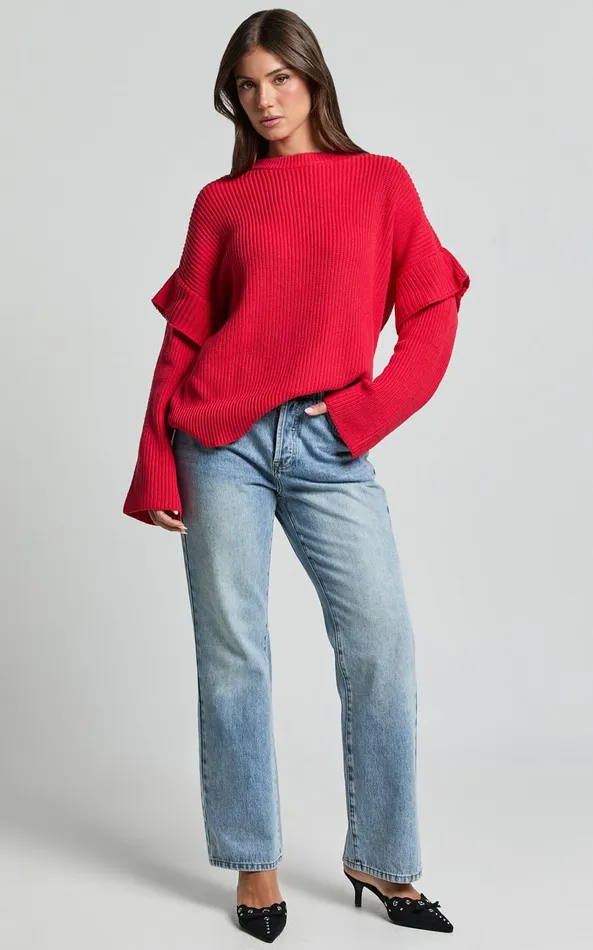 Showpo SNDYS THE LABEL 8211 MARABELLA KNIT JUMPER In Cherry Women Knitwear