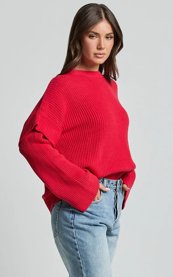 Showpo SNDYS THE LABEL 8211 MARABELLA KNIT JUMPER In Cherry Women Knitwear