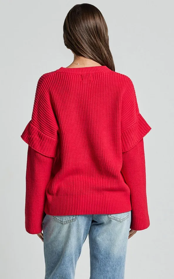 Showpo SNDYS THE LABEL 8211 MARABELLA KNIT JUMPER In Cherry Women Knitwear