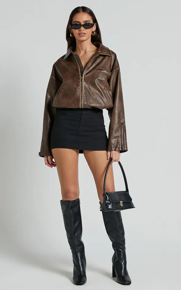 Showpo Sophia Jacket 8211 Crop PU Bomber Jacket In Brown Women Jackets and Coats Showpo Sophia Jacket 8211 Crop PU Bomber Jacket In Brown Women Jackets and Coats