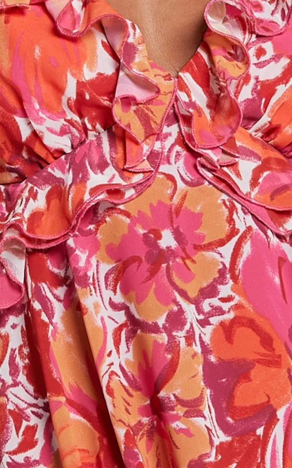 Showpo Sorento Mini Dress 8211 Ruffle Cut Out Mini Dress In Paradise Floral Women Dresses