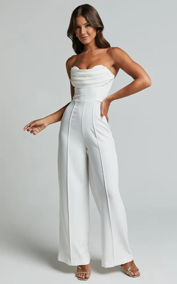Showpo Stacey Jumpsuit 8211 Strapless Cowl Wide Leg Jumpsuit In Off White Women Jumpsuits Showpo Stacey Jumpsuit 8211 Strapless Cowl Wide Leg Jumpsuit In Off White Women Jumpsuits