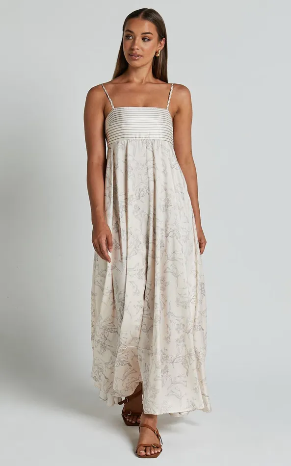 Showpo Stefania Midi Dress 8211 Strappy Straight Neck Tiered Dress In Champange Print Women Dresses Showpo Stefania Midi Dress 8211 Strappy Straight Neck Tiered Dress In Champange Print Women Dresses