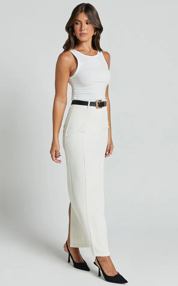 Showpo Stella Maxi Skirt 8211 High Waisted Pencil Skirt In Stone Women Skirts