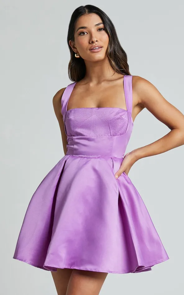 Showpo Stephanie Mini Dress 8211 Satin Square Neck Tie Back Dress In Orchid Women Dresses Showpo Stephanie Mini Dress 8211 Satin Square Neck Tie Back Dress In Orchid Women Dresses