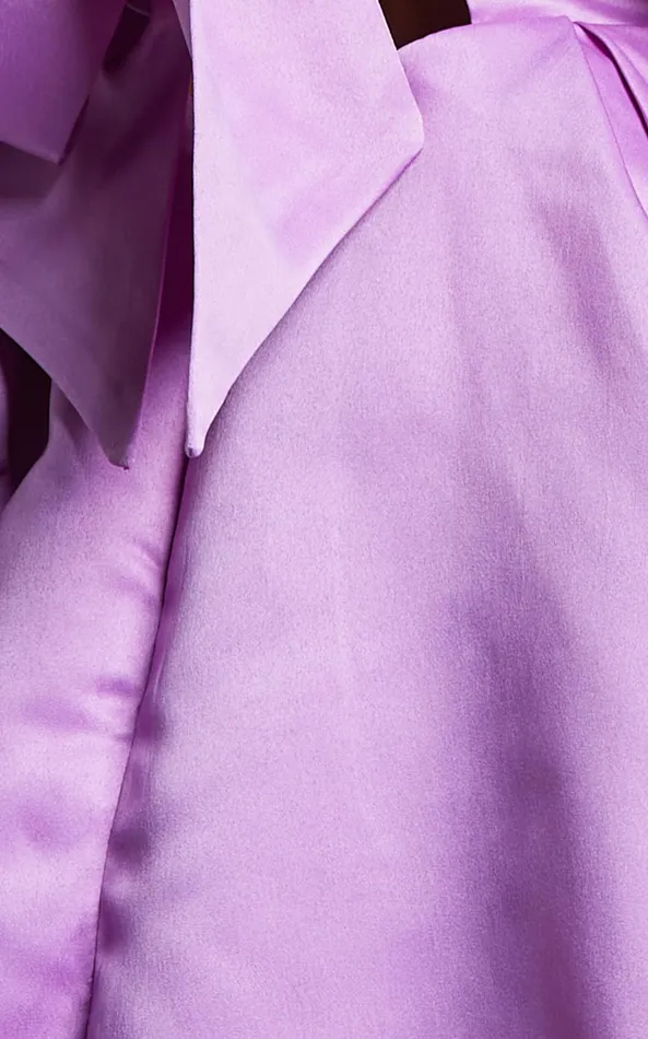 Showpo Stephanie Mini Dress 8211 Satin Square Neck Tie Back Dress In Orchid Women Dresses