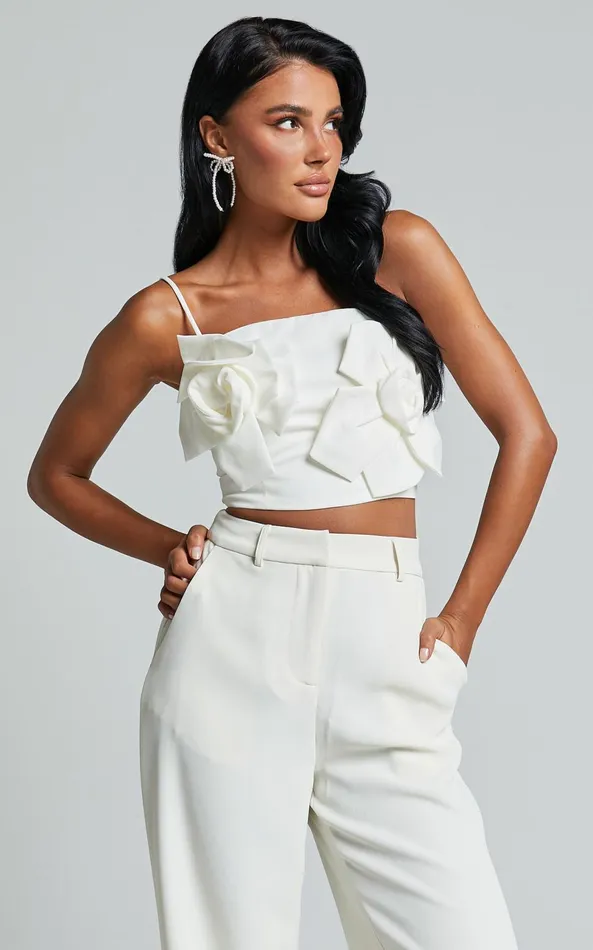 Showpo Stephany Top 8211 Floral Applique Cami Top In White Women Tops
